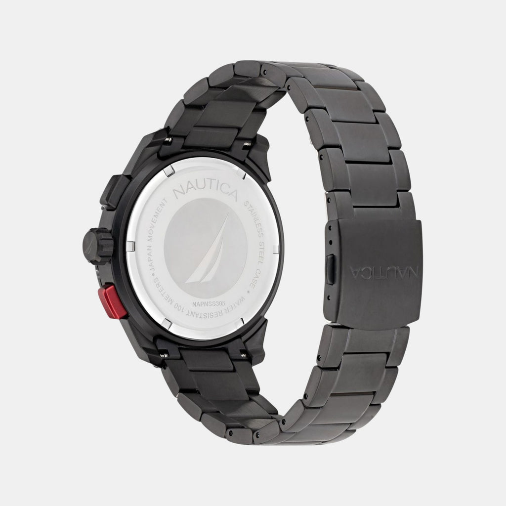 NST Men Quartz Black Dial Analog Stainless Steel Watch NAPNSS305