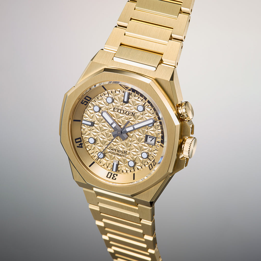 Series 8 Men Automatic Gold Dial Chronograph Stainless Steel Watch NB6062-52P