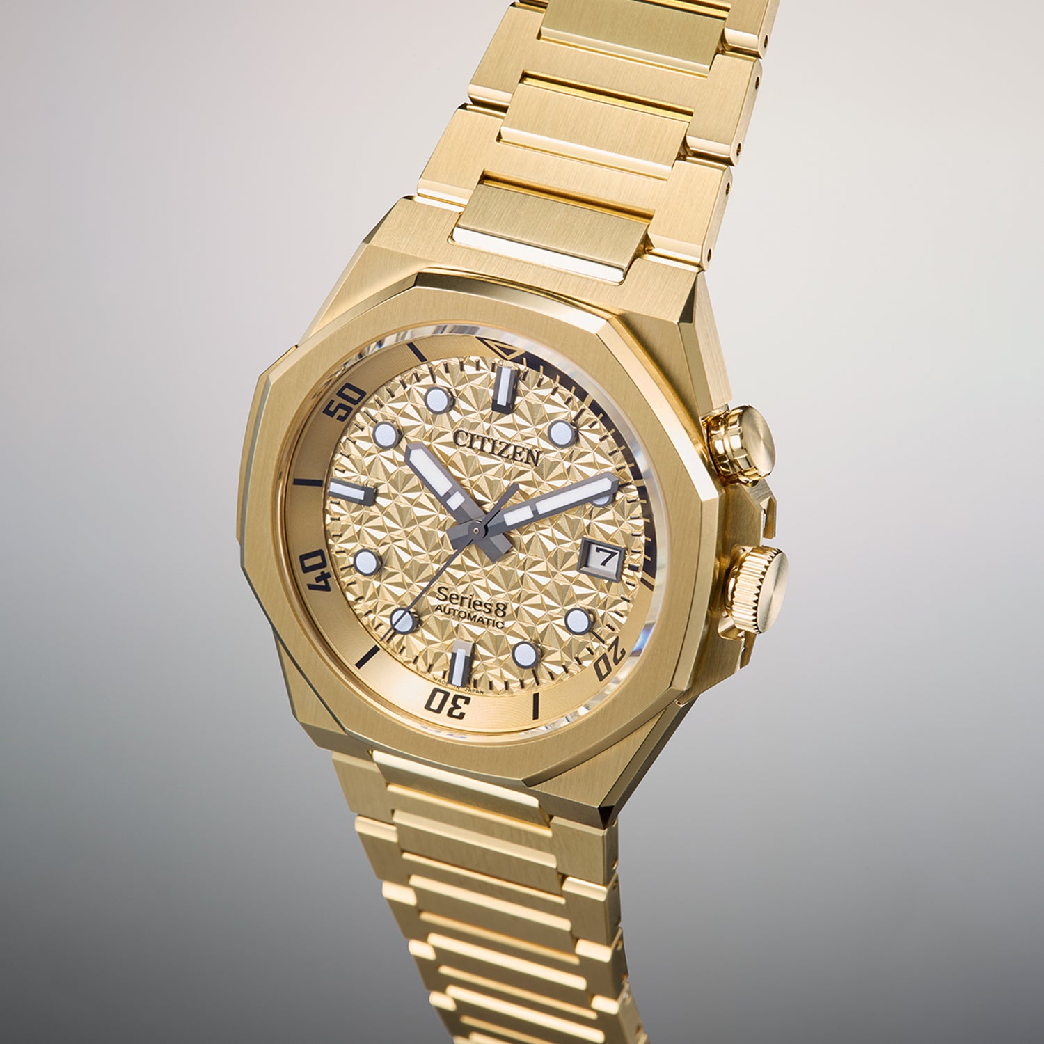Series 8 Men Automatic Gold Dial Chronograph Stainless Steel Watch NB6062-52P