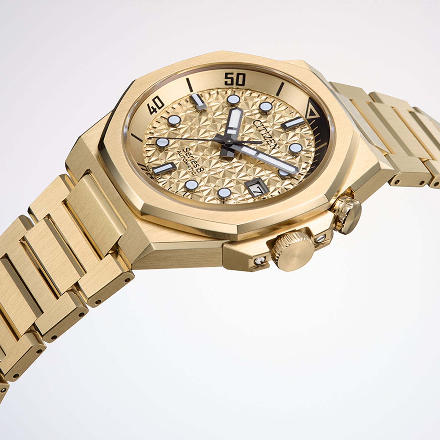 Series 8 Men Automatic Gold Dial Chronograph Stainless Steel Watch NB6062-52P