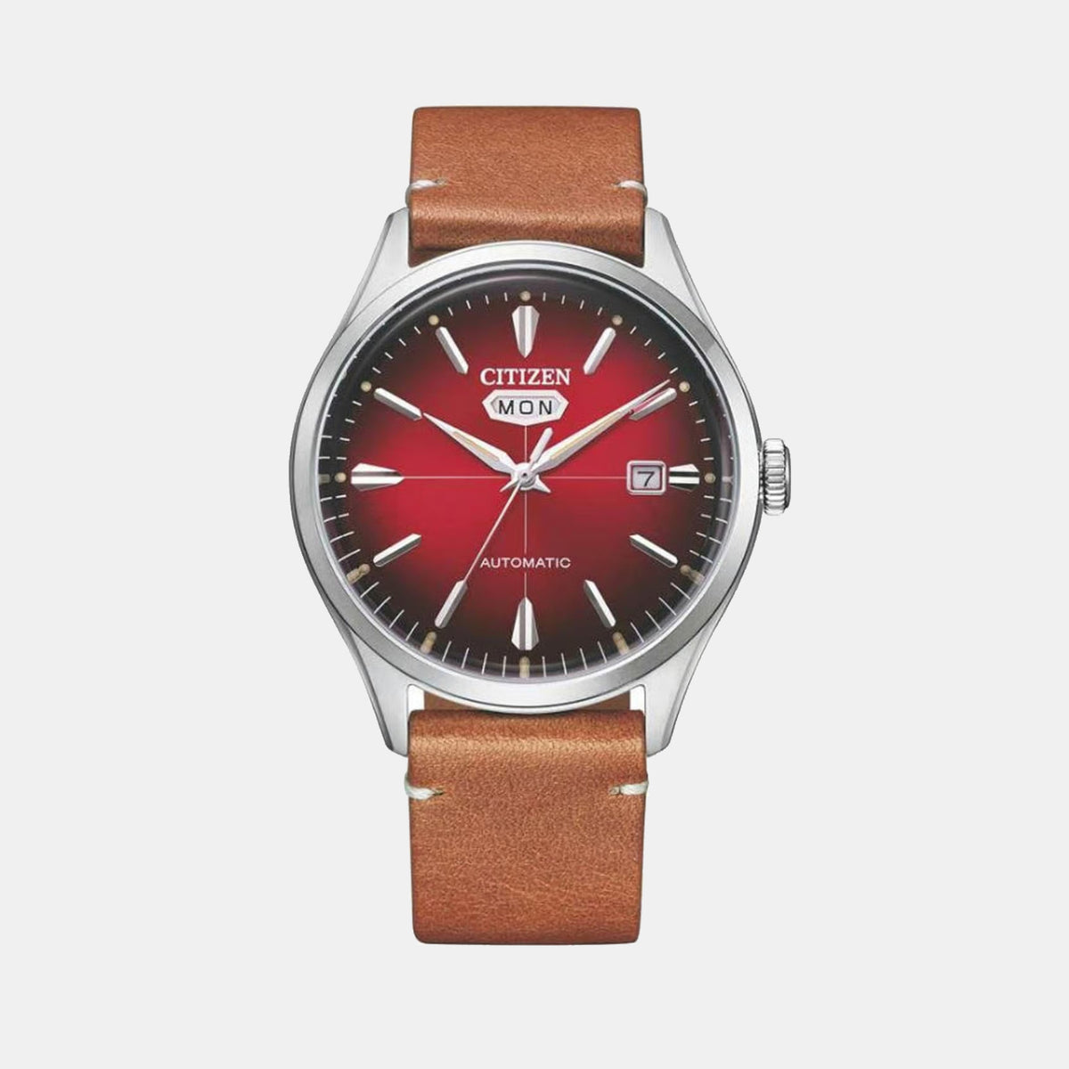Men Automatic Red Dial Analog Leather Watch NH8390-11X
