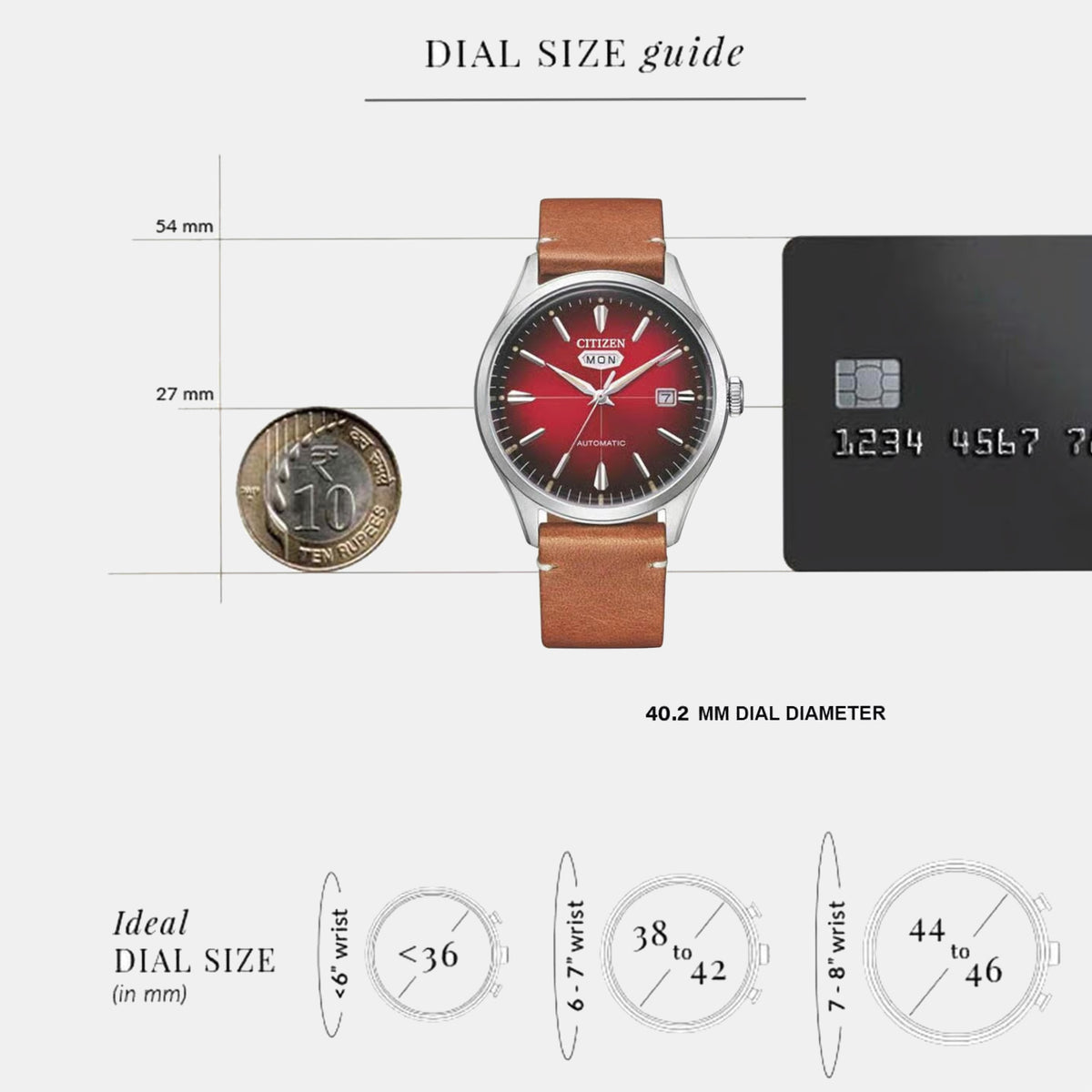 Men Automatic Red Dial Analog Leather Watch NH8390-11X