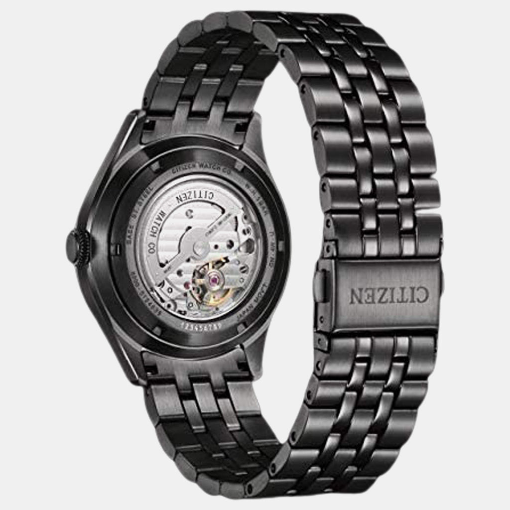 Mechanical Men Automatic Black Dial Analog Stainless Steel Watch NH8395-77E