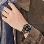 Mechanical Men Automatic Black Dial Analog Stainless Steel Watch NH8395-77E