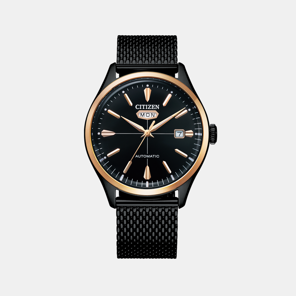 Men Automatic Black Dial Analog Stainless Steel Watch NH8396-82E