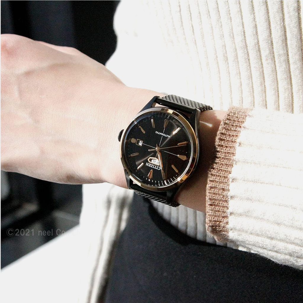 Men Automatic Black Dial Analog Stainless Steel Watch NH8396-82E