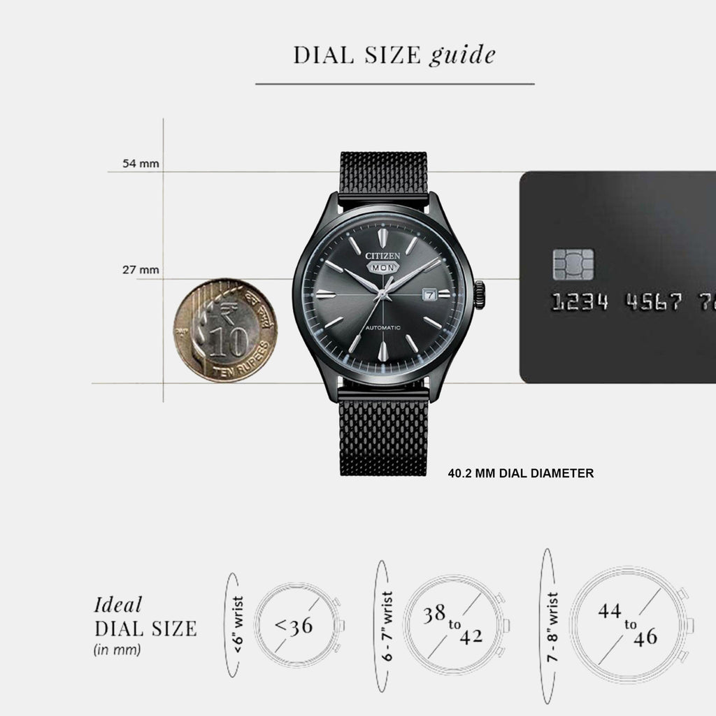 Men Automatic Black Dial Analog Stainless Steel Watch NH8397-80H