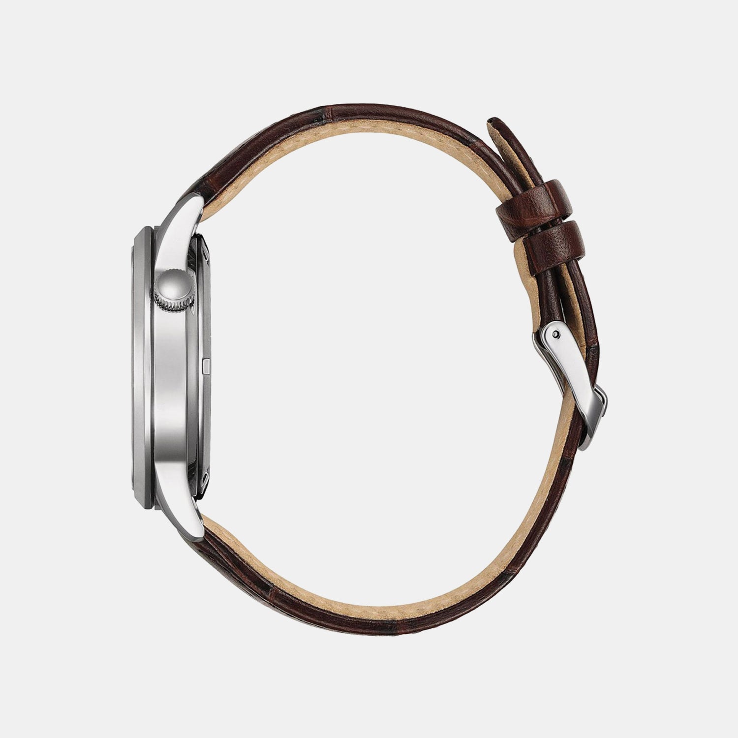 Mechanical Open Heart Men Quartz Beige Dial Analog Leather Watch NH9130-17A