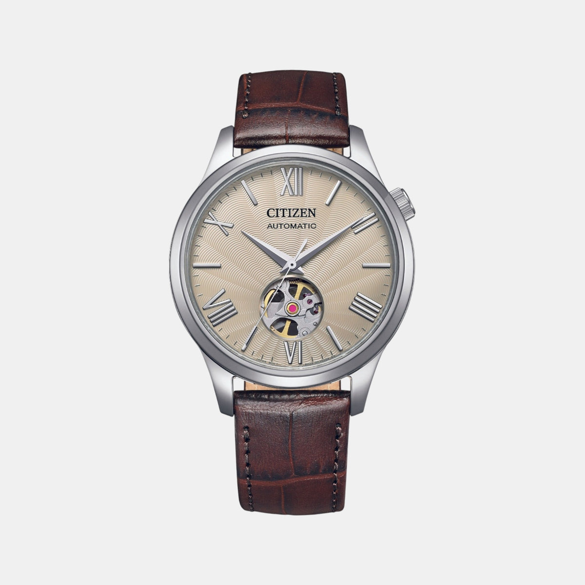 Mechanical Men Automatic White Dial Analog Leather Watch NH9130-17A
