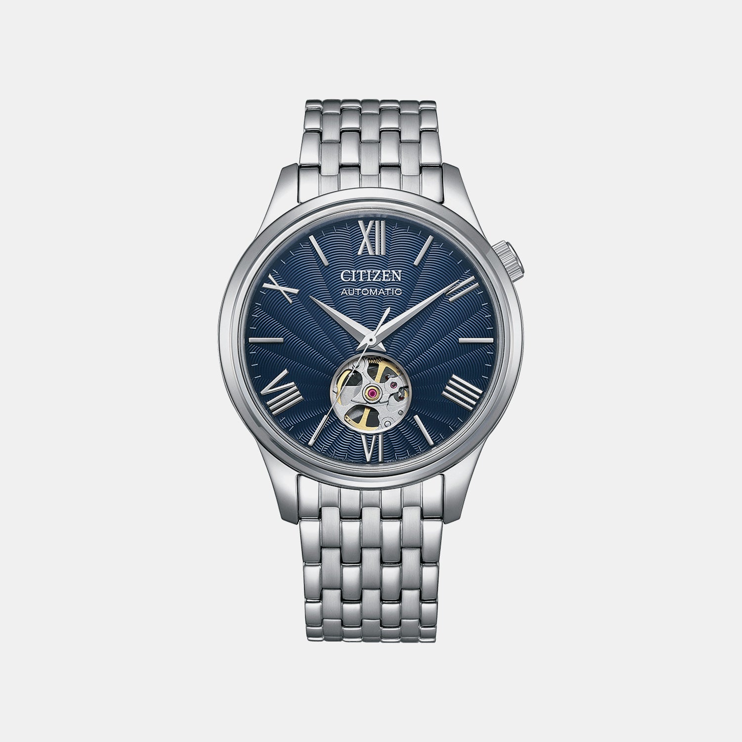 Mechanical Open Heart Men Automatic Blue Dial Analog Stainless Steel Watch NH9130-84L