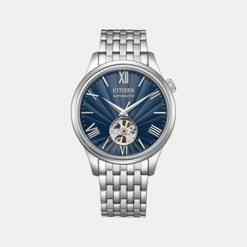 Mechanical Open Heart Men Automatic Blue Dial Analog Stainless Steel Watch NH9130-84L