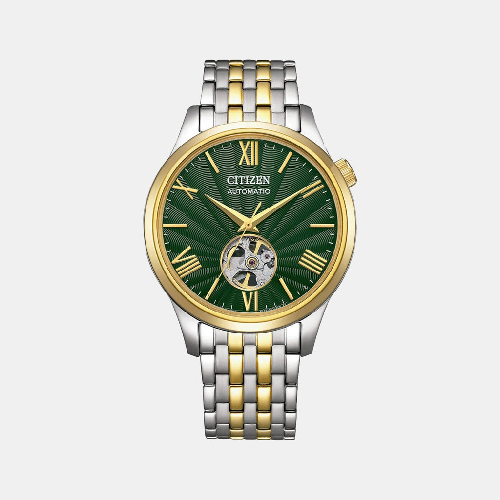 Mechanical Open Heart Men Automatic Green Dial Analog Stainless Steel Watch NH9134-83X
