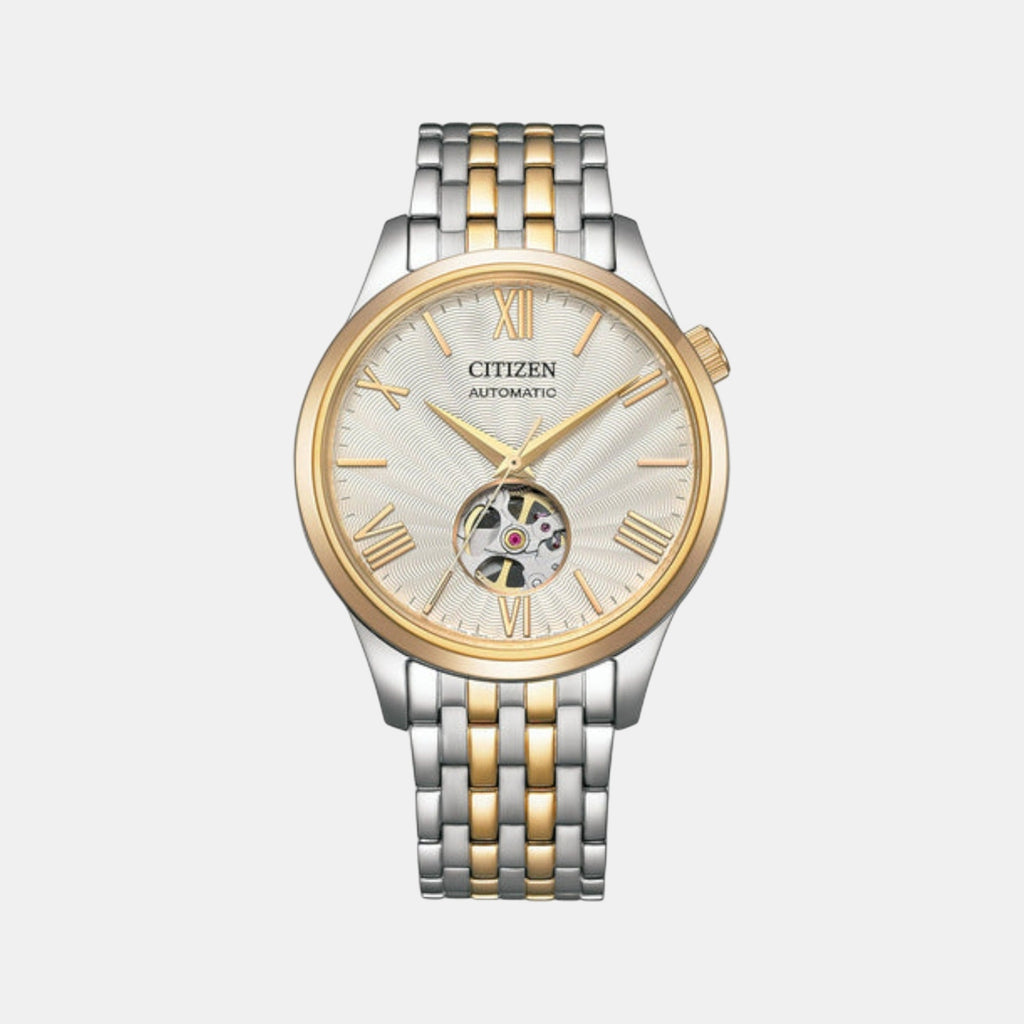 Mechanical Open Heart Men Automatic White Dial Analog Stainless Steel Watch NH9136-88A