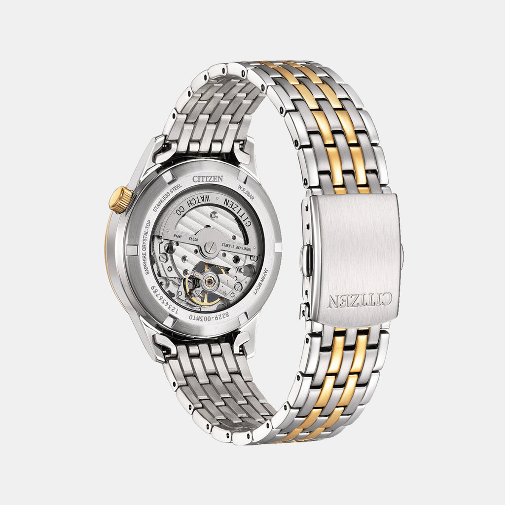 Mechanical Open Heart Men Automatic Grey Dial Analog Stainless Steel Watch NH9136-88H