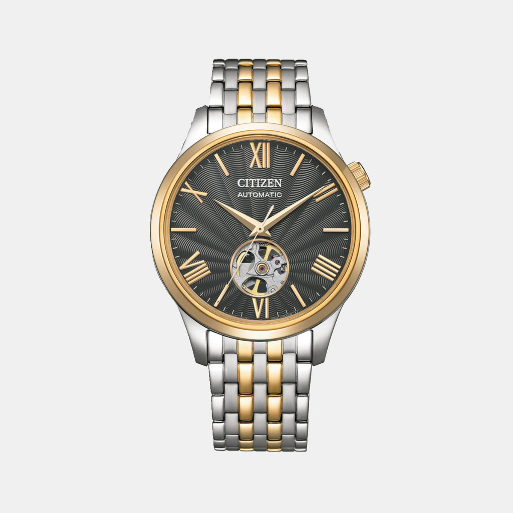 Mechanical Open Heart Men Automatic Grey Dial Analog Stainless Steel Watch NH9136-88H