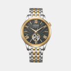 Mechanical Open Heart Men Automatic Grey Dial Analog Stainless Steel Watch NH9136-88H