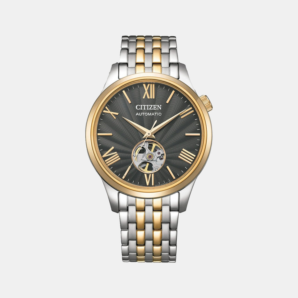 Mechanical Open Heart Men Automatic Grey Dial Analog Stainless Steel Watch NH9136-88H