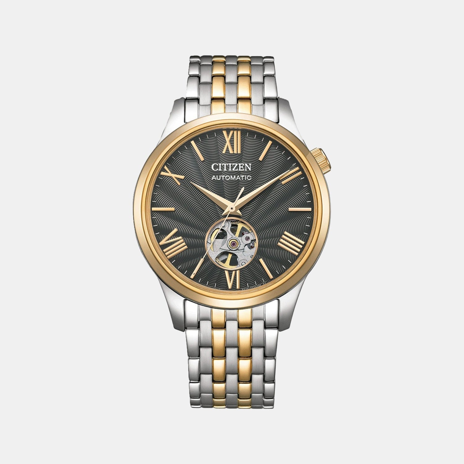 Mechanical Open Heart Men Automatic Grey Dial Analog Stainless Steel Watch NH9136-88H