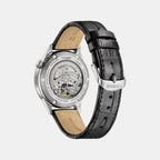 Men Mechanical Silver Dial Analog Leather Watch NH9138-15A