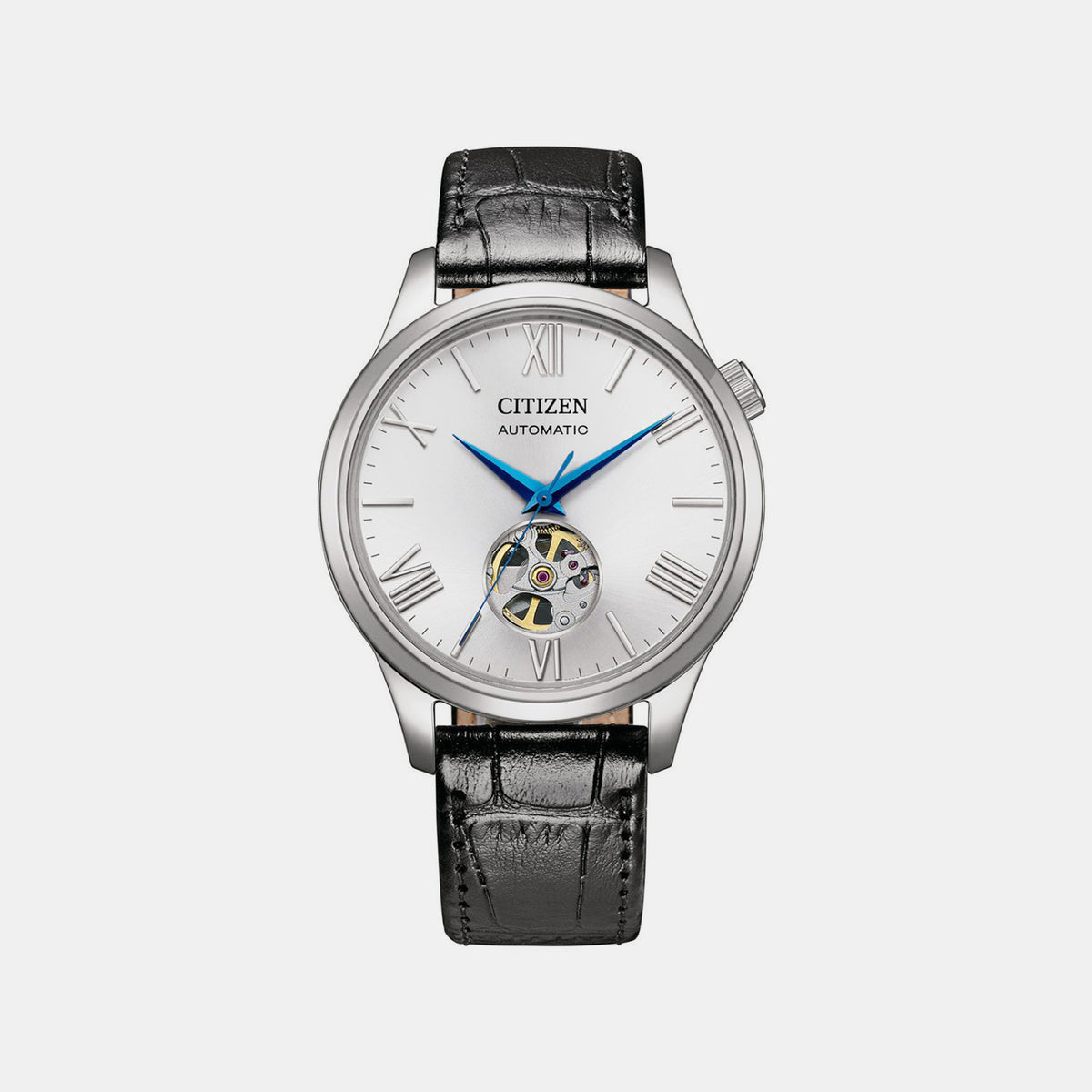 Men Mechanical Silver Dial Analog Leather Watch NH9138-15A