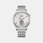 Men Mechanical Silver Dial Analog Stainless Steel Watch NH9138-82A