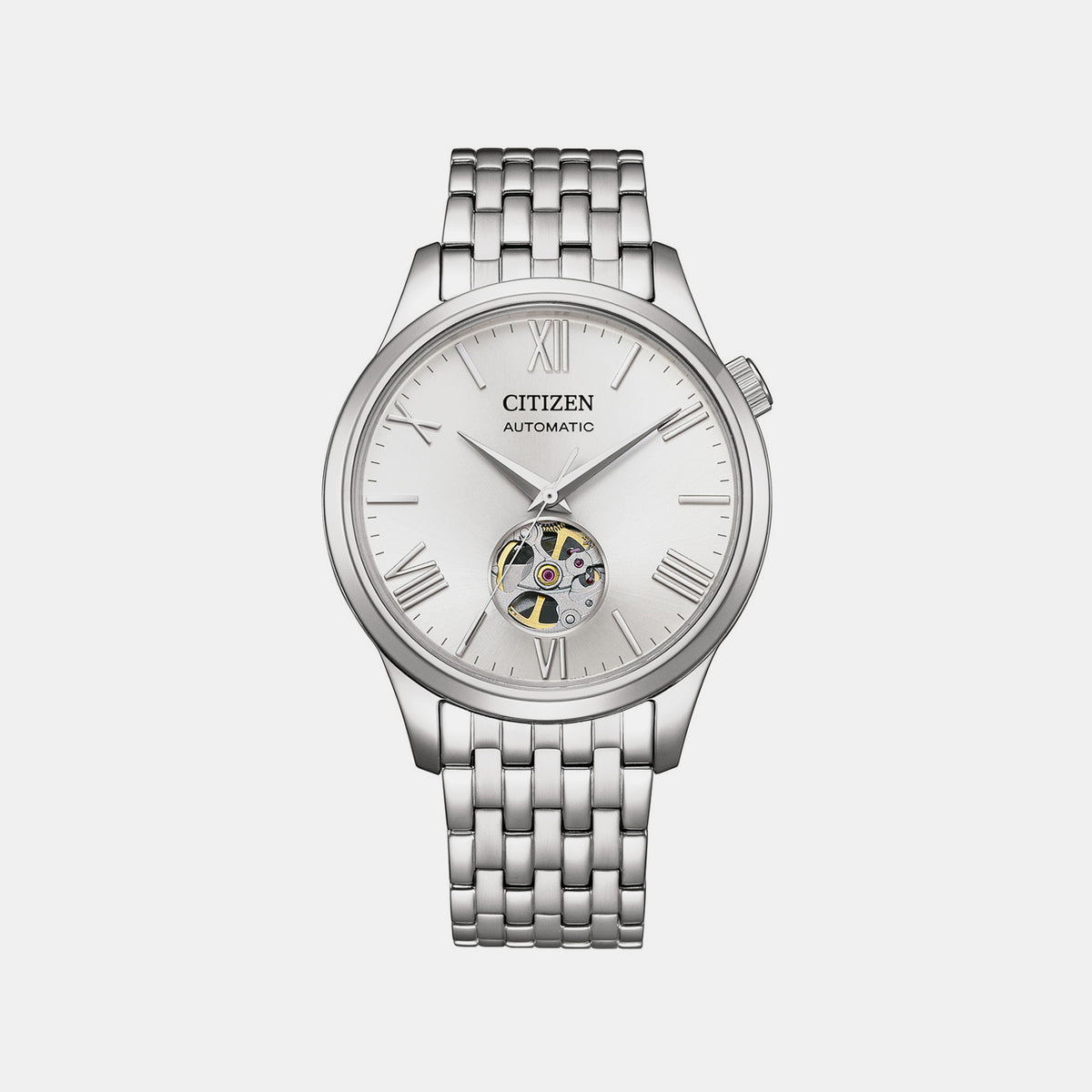 Men Mechanical Silver Dial Analog Stainless Steel Watch NH9138-82A