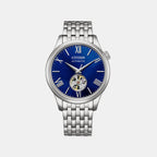 Men Automatic Blue Dial Analog Stainless Steel Watch NH9138-82L