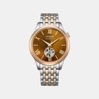 Men Mechanical Brown Dial Analog Stainless Steel Watch NH9139-80X
