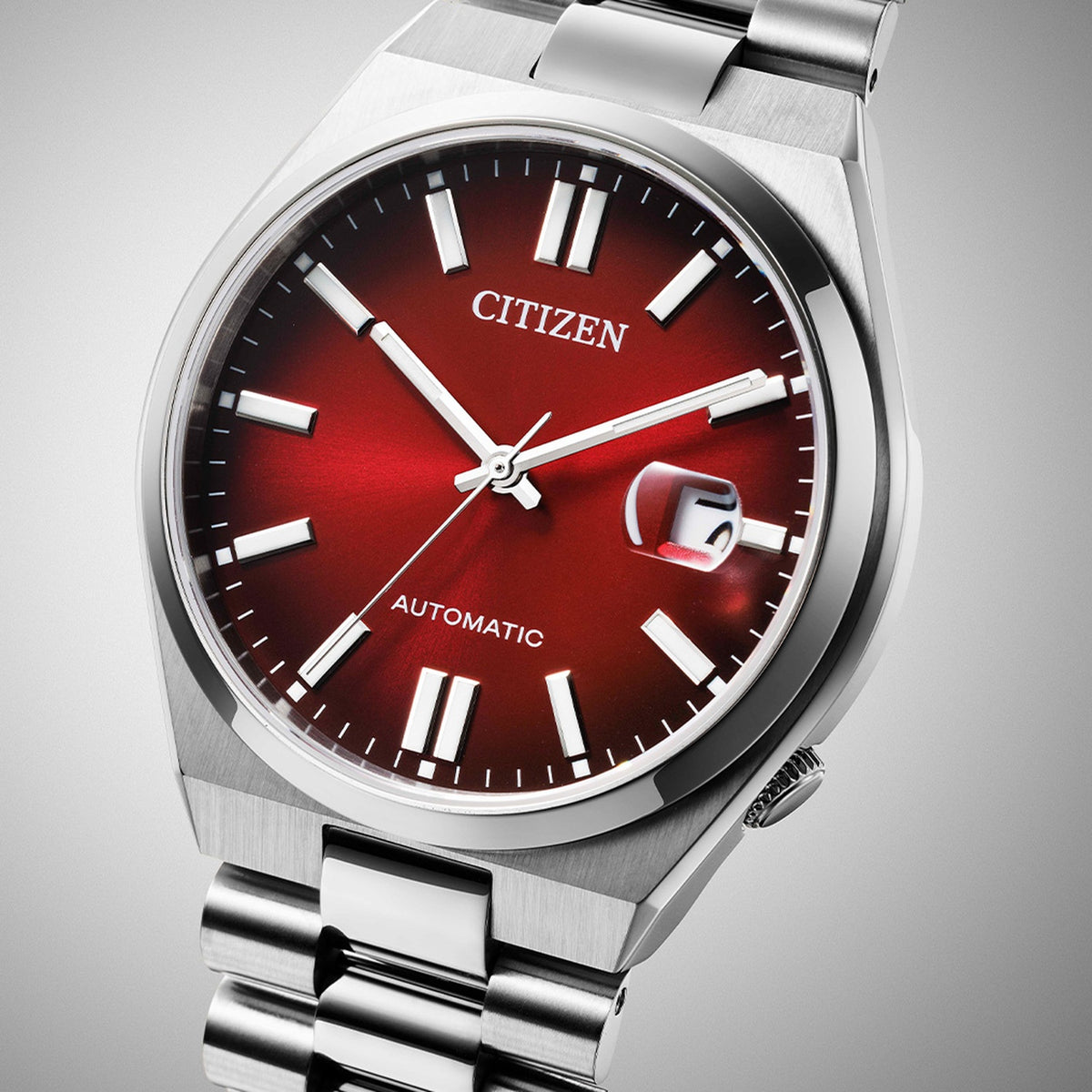 Tsuyosa Men Automatic Red Dial Analog Stainless Steel Watch NJ0150-56W