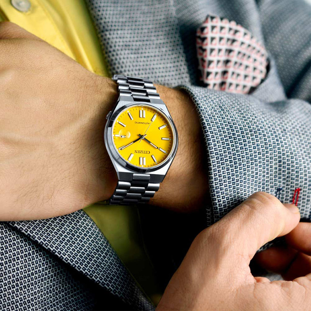 Tsuyosa Men Automatic Yellow Dial Analog Stainless Steel Watch NJ0150-81Z