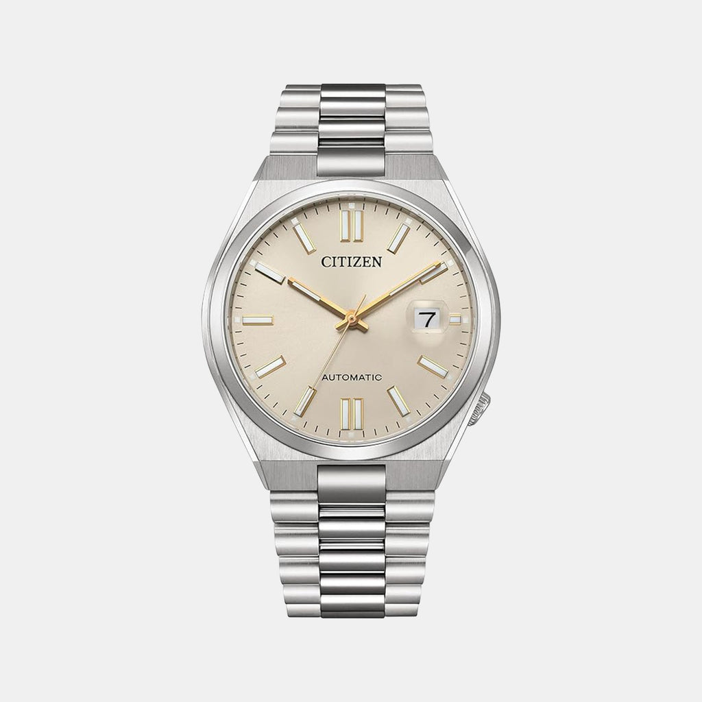 Tsuyosa Men Automatic Cream Dial Analog Stainless Steel Watch NJ0151-88W