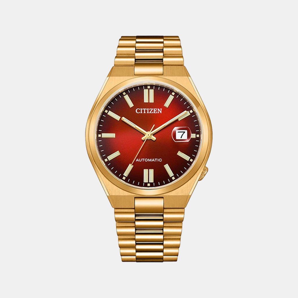 Tsuyosa Men Automatic Red Dial Analog Stainless Steel Watch NJ0153-82X