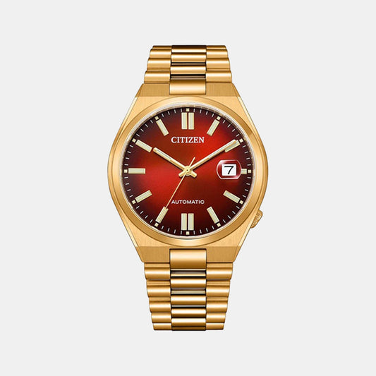 Tsuyosa Men Automatic Red Dial Analog Stainless Steel Watch NJ0153-82X