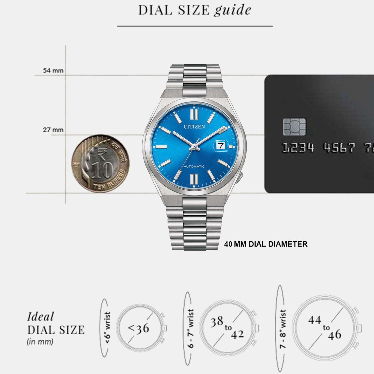 Tsuyosa Men Automatic Blue Dial Analog Stainless Steel Watch NJ0158-89L