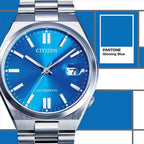 Tsuyosa Men Automatic Blue Dial Analog Stainless Steel Watch NJ0158-89L