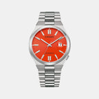 Tsuyosa Men Automatic Red Dial Analog Stainless Steel Watch NJ0158-89W