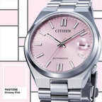 Tsuyosa Men Automatic Pink Dial Analog Stainless Steel Watch NJ0158-89X