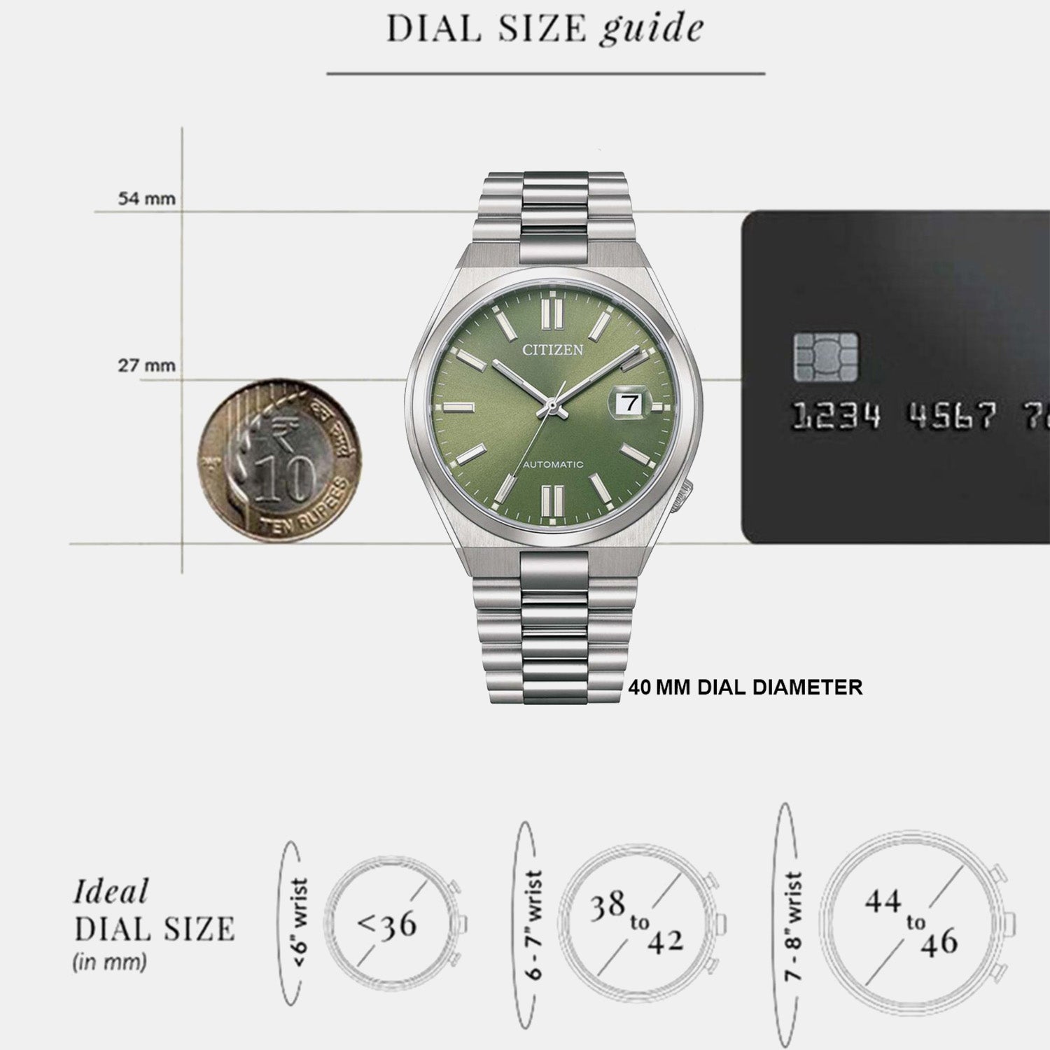 Tsuyosa Men Automatic Green Dial Analog Stainless Steel Watch NJ0158-89Z