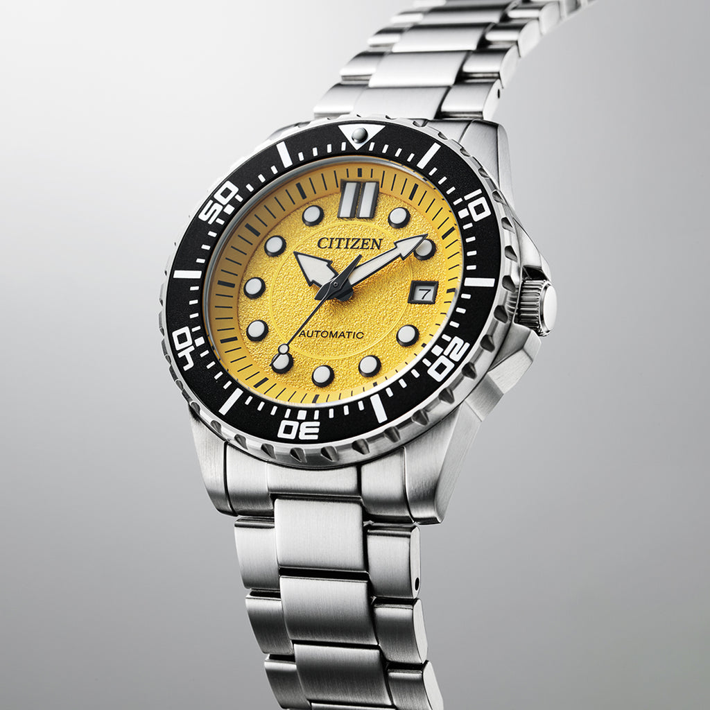 Mechanical Men Automatic Yellow Dial Analog Stainless Steel Watch NJ0170-83Z
