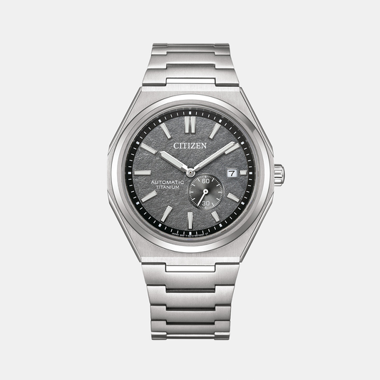 Men Automatic Grey Dial Analog Stainless Steel Watch NJ0180-80H