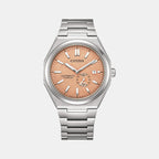 Zenshin Men Automatic Orange Dial Analog Stainless Steel Watch NJ0180-80Z