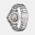 Men Automatic Light Blue Dial Analog Stainless Steel Watch NJ0191-83L