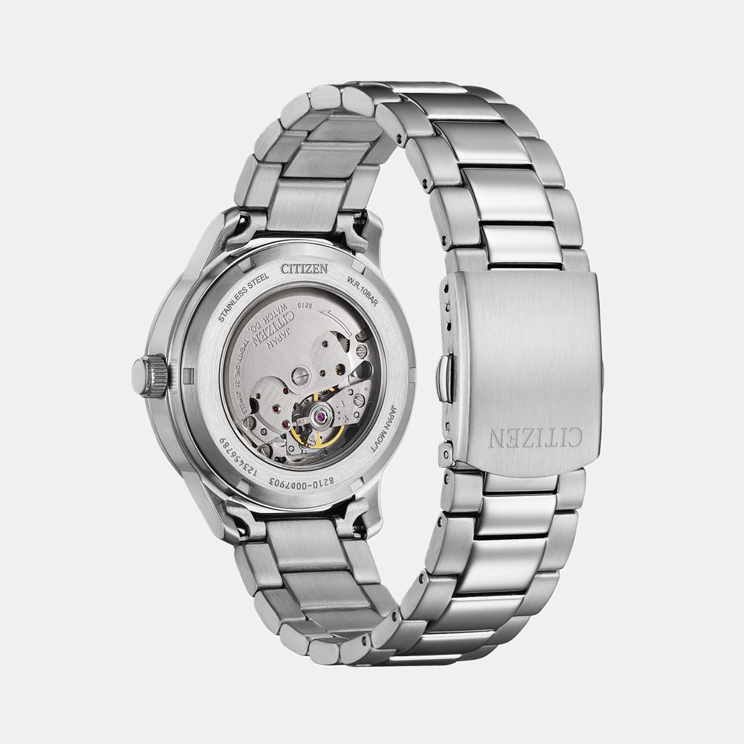 Men Automatic Light Blue Dial Analog Stainless Steel Watch NJ0191-83L