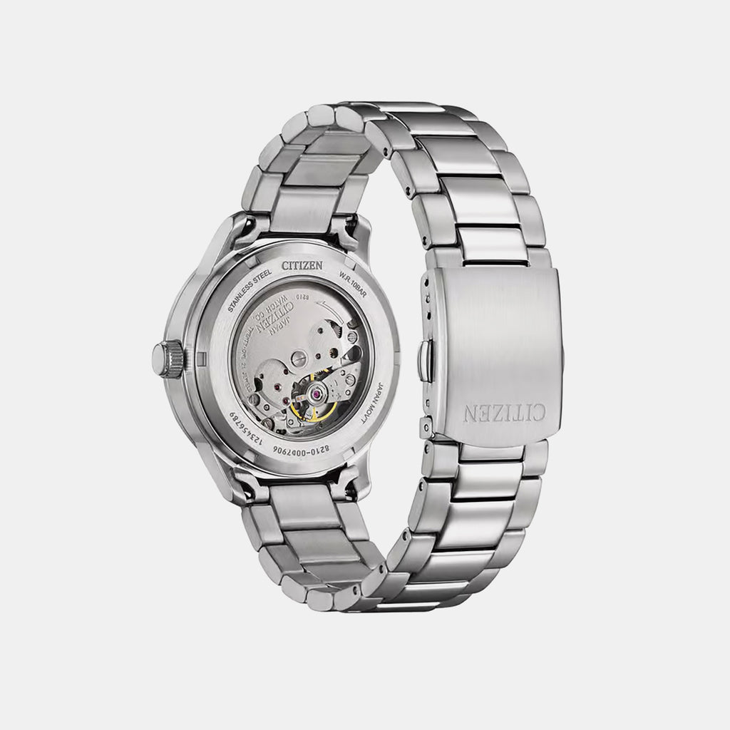Men Automatic Blue Dial Analog Stainless Steel Watch NJ0191-83M
