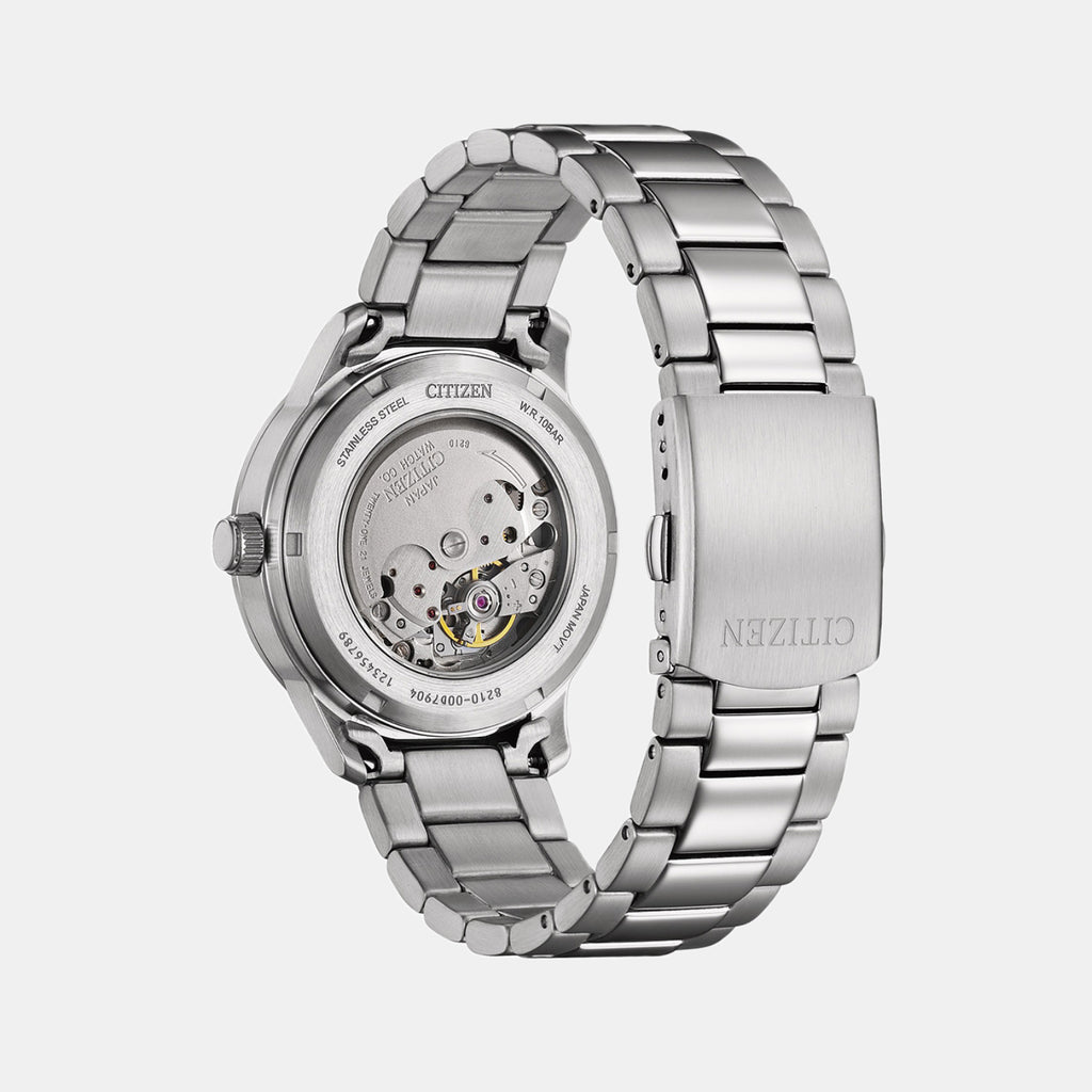 Mechanical 3 Hands Men Automatic Salmon Dial Analog Stainless Steel Watch NJ0191-83X