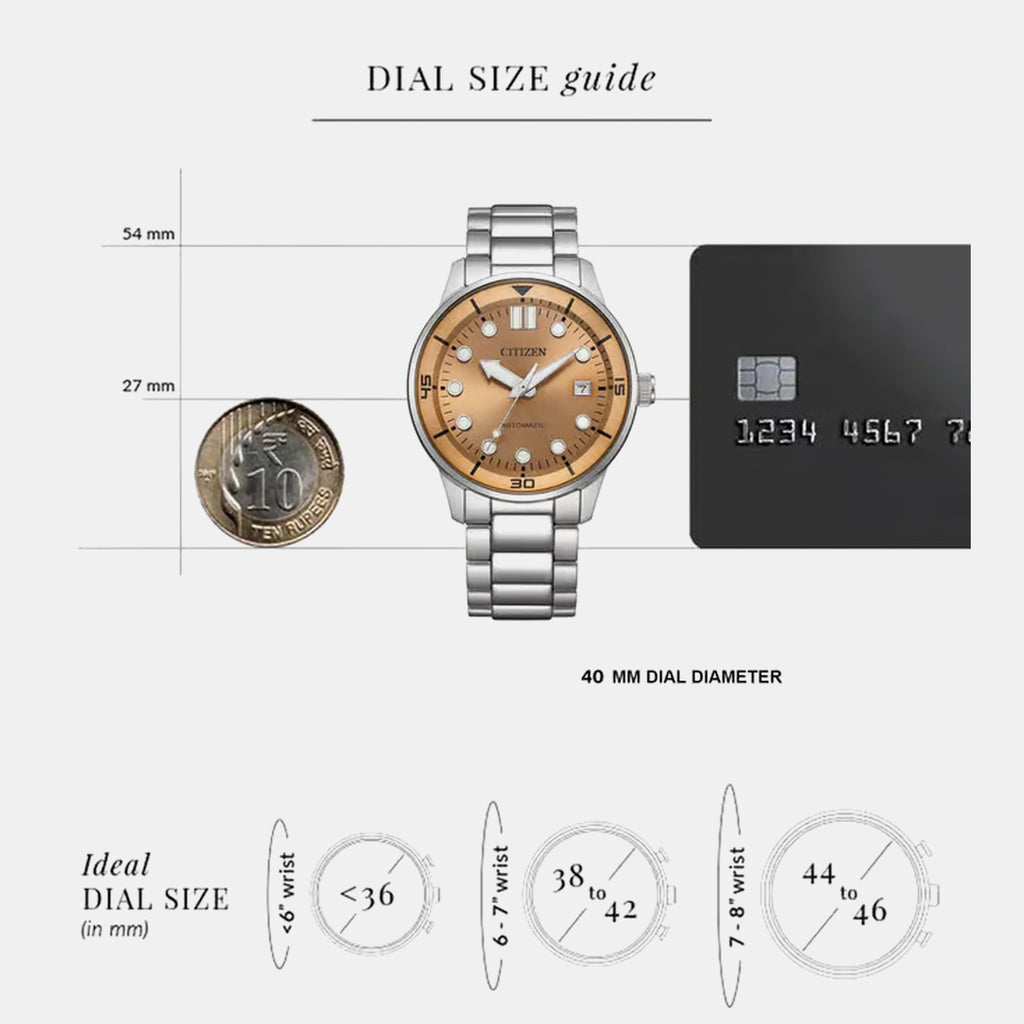 Mechanical 3 Hands Men Automatic Orange Dial Analog Stainless Steel Watch NJ0191-83X