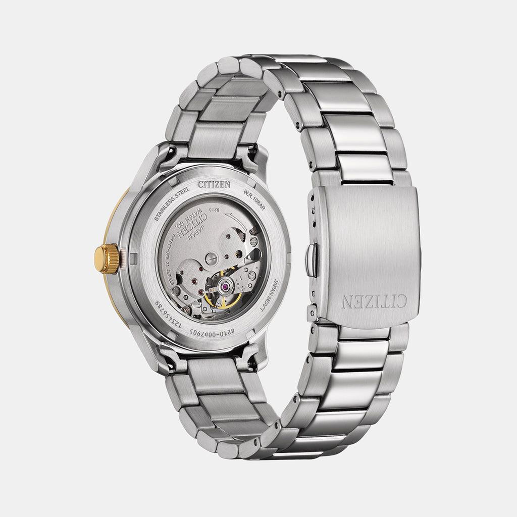 Men Automatic Green Dial Analog Stainless Steel Watch NJ0196-80X