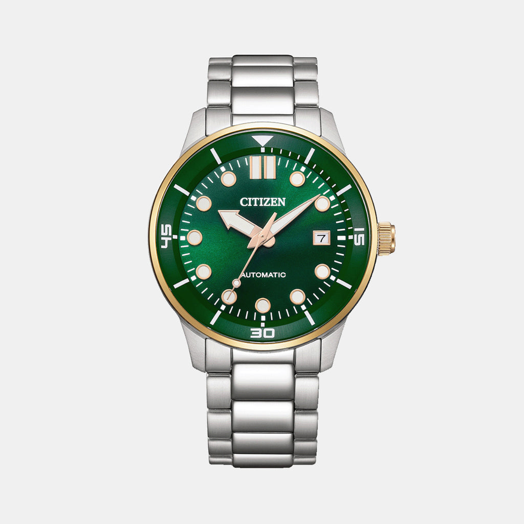 Men Automatic Green Dial Analog Stainless Steel Watch NJ0196-80X