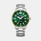 Men Automatic Green Dial Analog Stainless Steel Watch NJ0196-80X