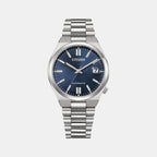 Tsuyosa Men Automatic Blue Dial Analog Stainless Steel Watch NJ0200-50M